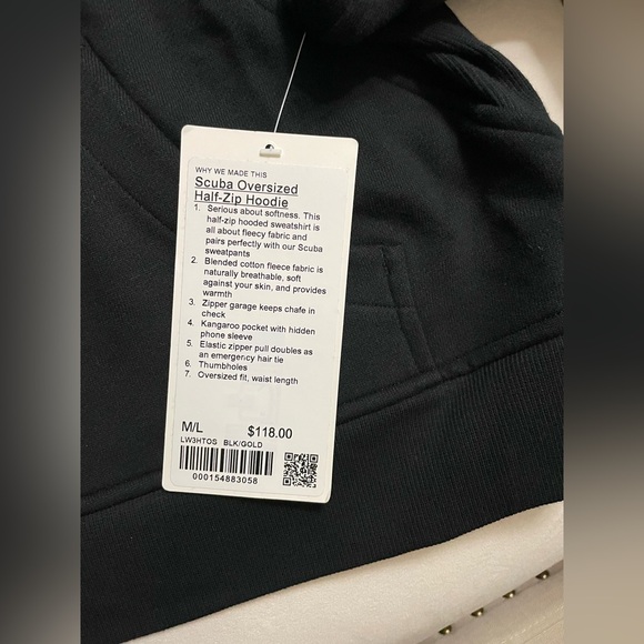 NWT Lululemon Scuba Oversized Half Zip Hoodie Jacket Black & Gold Size M/L - Picture 13 of 13